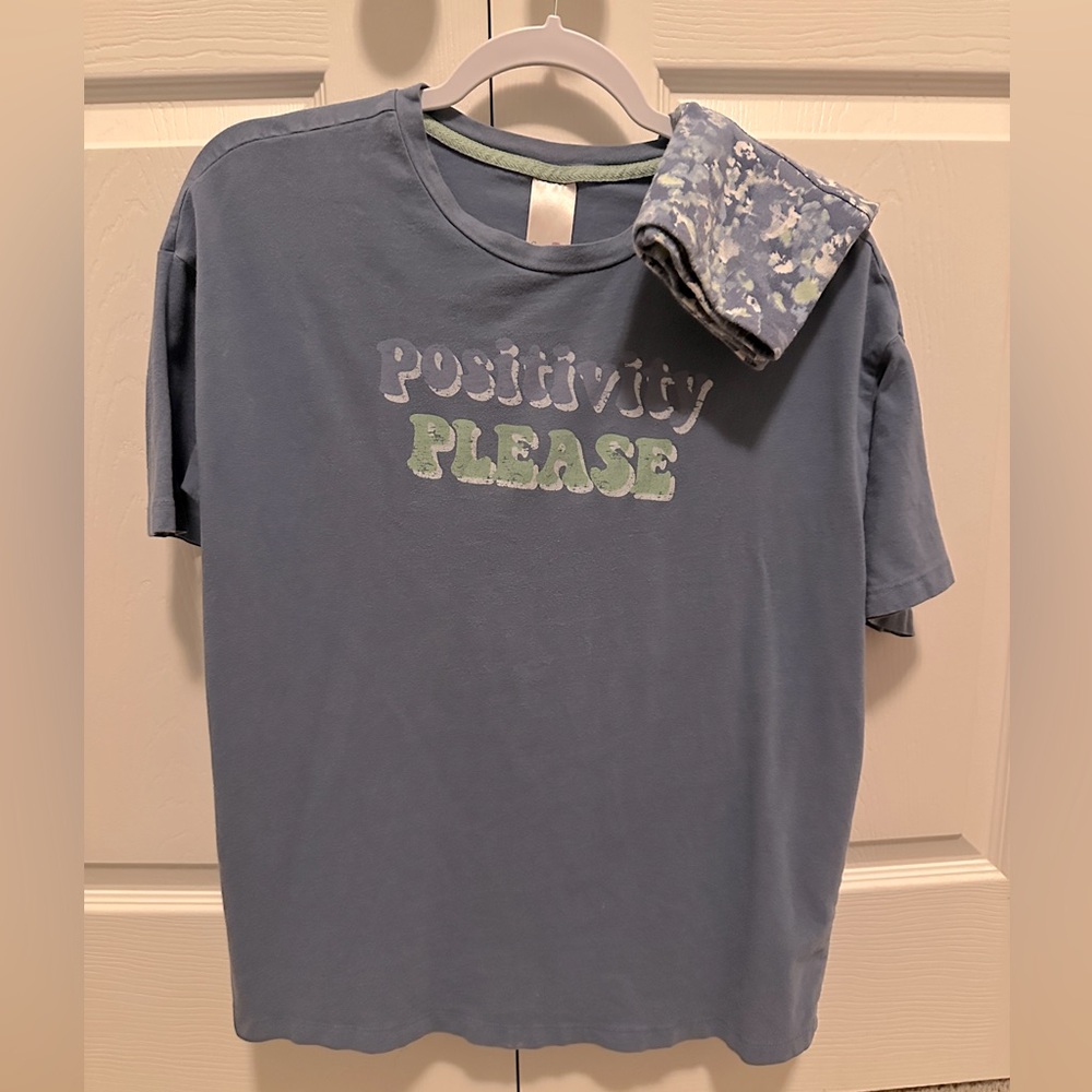 Secret Treasures “Positivity Please” Graphic T-Shirt and Shorts Lounge Set